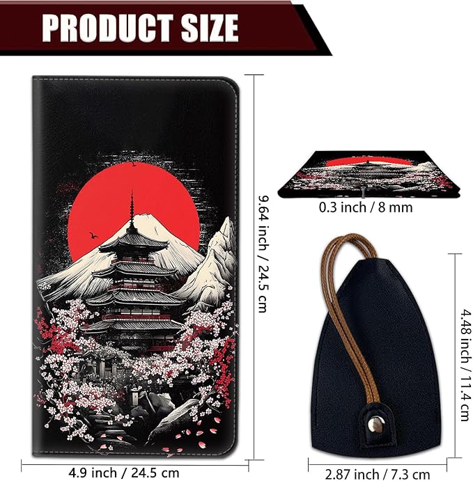 Car Document Holder with Magnetic Shut, Car Registration and Insurance Card Holder, Vehicle Glove Box Organizer Documents, Driver License, Auto Paperwork Organizer, Cherry Blossoms + Mount Fuji