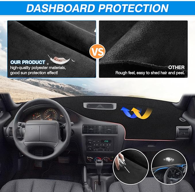 Cartist Dash Cover for 1995-2005 Chevy Chevrolet Cavalier Dashboard Cover Accessories Non-Slip Dash Mat Anti-Glare UV Sunshade Carpet Protector Black