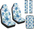 FUSURIRE Sea Turtle Pattern Car Interior Accessory Set of 5,PU Front Seat Covers, Seat Belt Covers & Center Armrest Pad,Universal for Car, SUVs,Van,Small Trucks