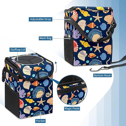 GVGHIDZ Car Trash Can – Multi-Purpose, Lightweight and Portable with Durable Water-Resistant Coating, No Installation Required, Practical and Ample Capacity, Variety of Colors.Conch Shell