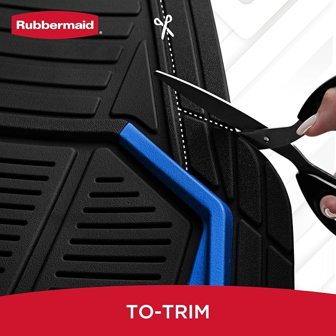 Rubbermaid Car Mat Full Set All-Weather Heavy-Duty 4 Pieces– Trim-to-Fit Universal Car Mats Full Set – Waterproof Rubber Floor Liners for Most Trucks, SUVs, Vans, and Sedans-Blue