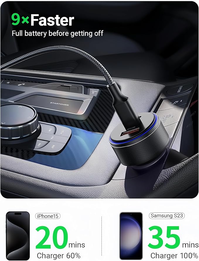 Car Charger for iPhone 16/16 Pro Max USB C Fast Charger,2Pack 90W 3-Port Charger Adapter for iPhone 16/16 Plus/16 Pro/16 Pro Max/15/14/Pro Max/AirPods4/ iPad Pro/Mini, (USB C to C Cable)