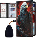 Car Document Holder with Magnetic Shut, Car Registration & Insurance Card Holder, Waterproof PU Leather Glove Box Organizer Vehicle Accessories Driver License for Women/Men, Scarlet Bald Eagle