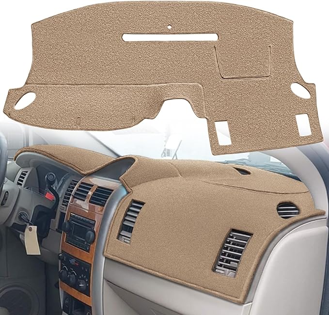 Dash Cover Mat Custom Fit for Chrysler Aspen with Light Sensor w/o Speaker Dashboard Pad Cap Carpet Protector K336 (Beige)