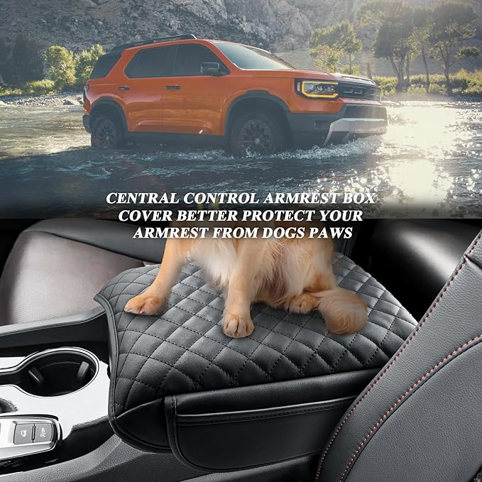 BIBIBO for 2026 Honda Passport Center Console Armrest Cover 2024 2025 2026 Honda Passport RTL/TrailSport Elite/TrailSport Arm Rest Cover 2026 Honda Passport Accessories 2026Passport (Black-Thick)