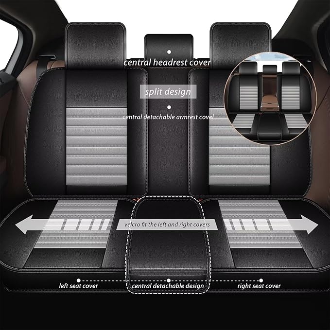 TTX LIGHTING Car Seat Covers Fit for Dodge Dart 2013-2016 Seat Covers Full Set 5 Seats Waterproof Faux Leather Car Seat Cushion Protector Compatible Airbag（Gary）