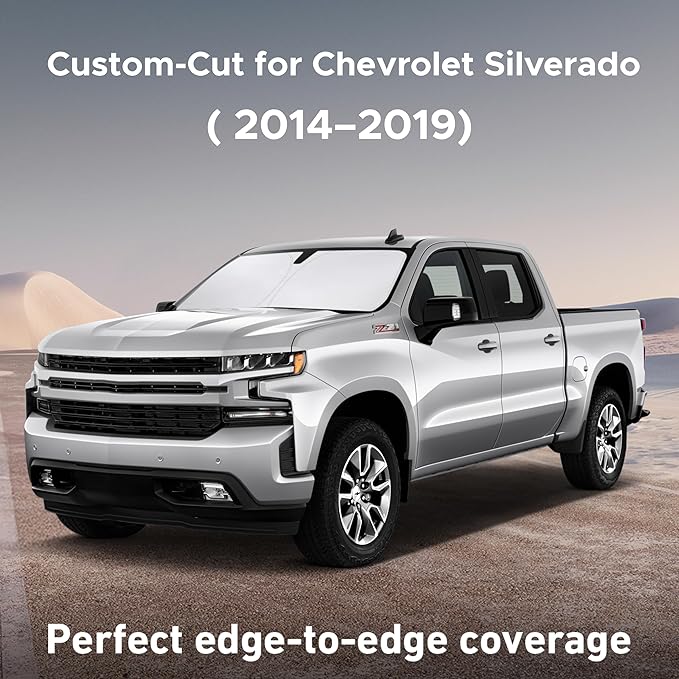EcoNour Windshield Sun Shade for Chevrolet Silverdo 2011-2017 2018 2019, Sun Visor for Front Windshield & Window Sunshade Cover, UV Heat Blocker & Protector, Car Accessories