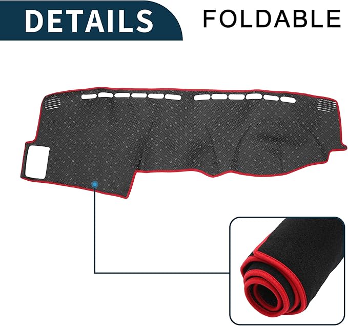 Dash Cover for Honda CRV Non-Slip | Center Console Dash Cover Mat Black Red 1 Pcs