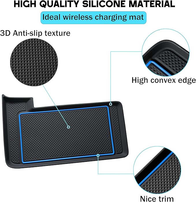 Wireless Charging Mat for 2025 2026 Toyota Camry Accessories Silicone Protective Pad Anti-Slip Center Console Phone Charger Pad Liners Anti-Scratch Heat Insulation Interior Decoration, Blue