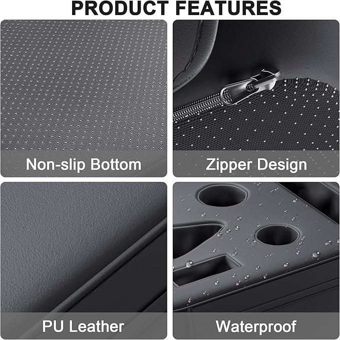 2026 Upgraded Car Cup Holder, 8 in 1 Back Seat Cup Holder for Car, PU Leather Backseat Organizer Car Cupholder Expander Tray for Trucks SUVs RVs Center Console Couch, Holds Drinks Food Phone