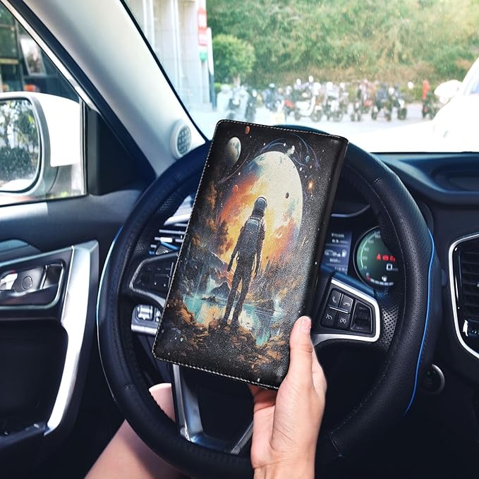 Galaxy Space Astronaut Car Registration and Insurance Holder Vehicle Glove Box Organizer Car Accessories Wallet Case for Women Men 202a4744
