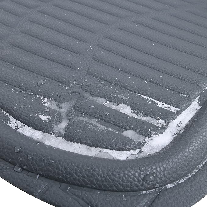 CASS Pass 4 Piece Leather Car Floor Mats -3D Waterproof All Weather, Universal Trim to Fit & Anti-Slip Burr Bottom Safety & Light Easy Clean Install for SUV Truck Auto Sedan Van (Gray)