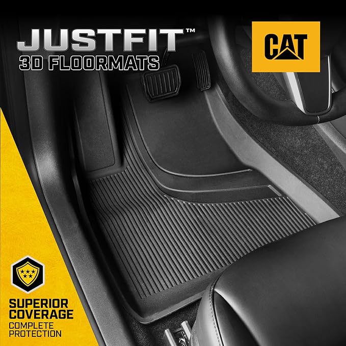 Cat® JustFit™ 3D Floor Mats for Tesla Model 3 2017–2024 Custom Fit Floor Mats Full Set, All Weather Waterproof TPE Car Mats, Heavy Duty Tesla Model 3 Accessories for Ultimate Interior Protection