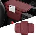 Car Armrest Cushion, Leather Soft Vehicle Center Console Cover with 2 Storage Bag, Breathable Automotive Interior Arm Rest Protection Pad Accessories, Universal for SUV Sedan Truck(Wine Red)
