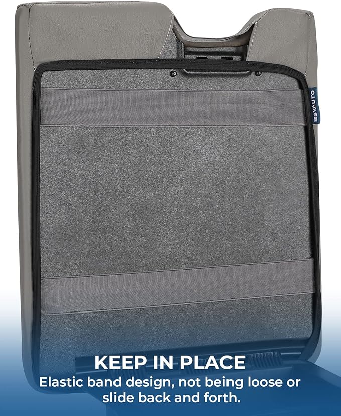 ISSYAUTO Center Console Cover Compatible with 2015-2025 F150, 2017-2025 F250 F350 F450 with 40/20/40 Jump Seat, Leather Armrest Cover Center Console Cushion, Gray (Jump Seat Only)