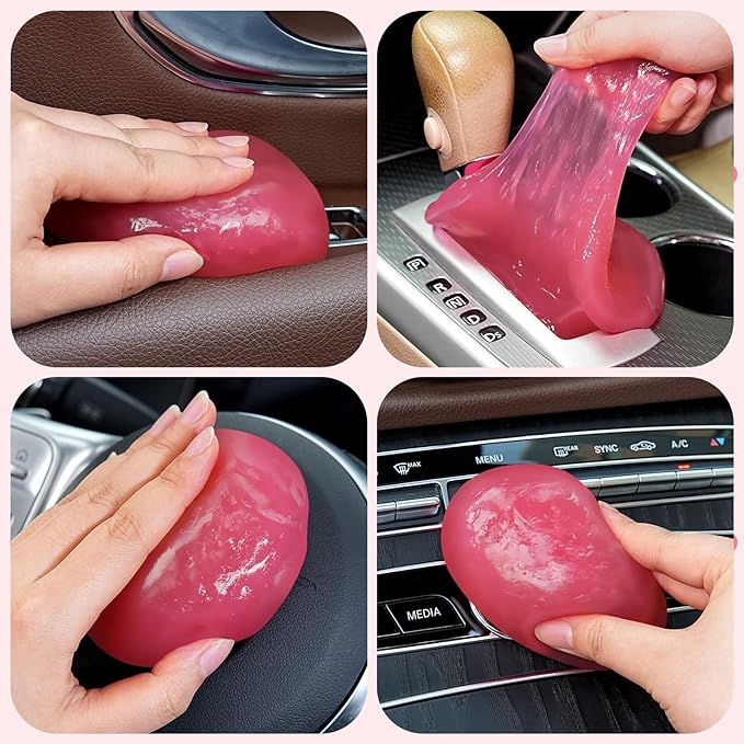 TeSabMi Car Cleaning Gel Car Cleaning Putty Car Putty Car Interior Cleaner Car Slime Car Detailing Kit Car Accessories Valentines Day Gifts for Him Her Men Women Stocking Stuffers Pink