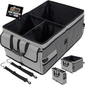 GORILLA GRIP Large Capacity Sturdy Trunk Storage Organizer, Slip and Water Resistant Collapsible Organization Container for Car Sedan or SUV, Multi Compartment Box Vehicle Accessories, Gray