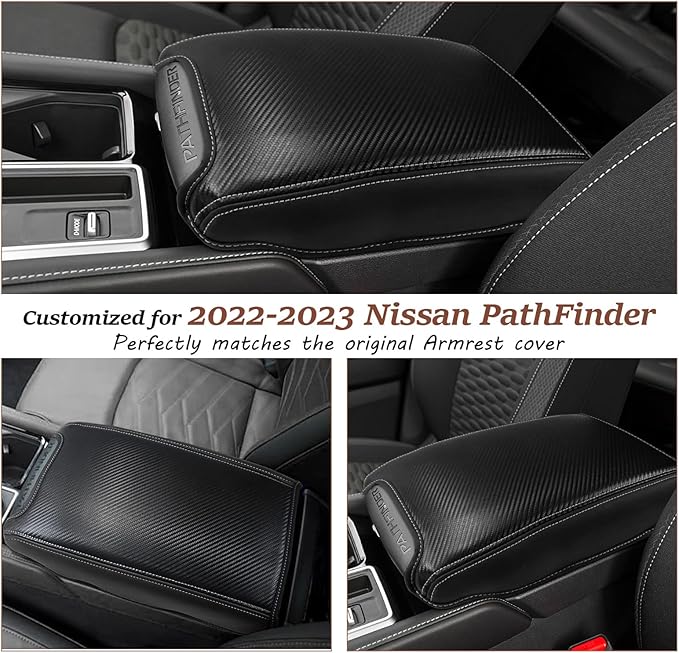 SKTU for 2023 2024 2025 Nissan Pathfinder Armrest Cover 2022-2025 Pathfinder Center Console Cover Nissan Pathfinder 2023 2024 2025 Accessories 2022-2025 Pathfinder Center Console Cushion (Black Line)