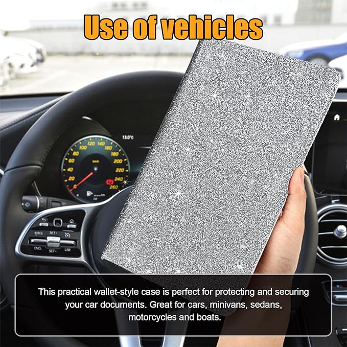 Kewucn Car Registration and Insurance Holder, Leather Auto Glove Box Organizer, Vehicle Compartment Accessories Case for Cards, Driver License & Essential Documents