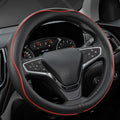 West Llama Microfiber Leather Car Steering Wheel Cover for Chevy Silverado,Tahoe,Equinox,Traverse,Trailblazer,Colorado (Black+Red Line - Standard Size)