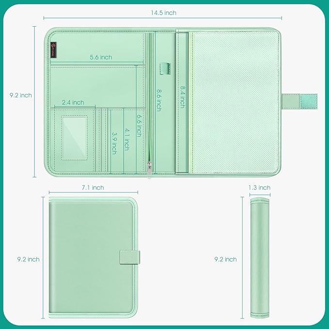 FINPAC Car Document Holder, Vehicle Registration and Insurance Card Holder, Auto Glove Box Organizer Owner Manual Presenter Pouch, Automotive Paperwork Organizer, Sage Green