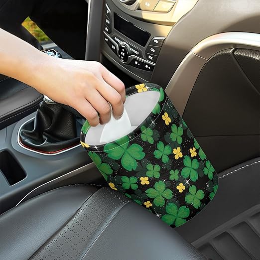 Car Trash Can with Hanging for Back Seat, Car Accessories for Women Men Automotive Garbage Cans Vehicle Trash Can for Truck SUVSt. Patrick