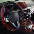 WOCOCN 2pcs Car Steering Wheel Cover,Anti-Skid Carbon Fiber Steering Wheel Protector for Men Women,Multiple Color Options,Universal for Most Car Interiors Accessories (Bright Red)