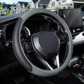 SEG Direct Steering Wheel Cover for 14.5-15 inch Wheels, Breathable PU Leather with Perforated Sides, Anti-Slip Grip, Universal Fit for Cars & SUVs, Black and Gray