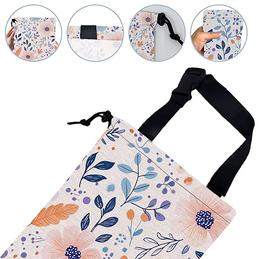 Spring Floral Car Garbage Bag,Watercolor Leaves Small Car Trash Bag Hanging,Drawstring Car Garbage Bag with Adjustable Buckle for Car Back Seat,SUVs,Camping,Road Trips