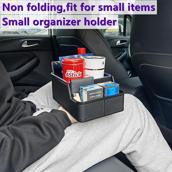 keketuohai Car Storage Organizer Between Seats,Center Console Armrest Storage Box Back Seat Organizer with Small Compartment Car Interior Storage Box,Cup Holder Tray with Non-slip Mat(Black)
