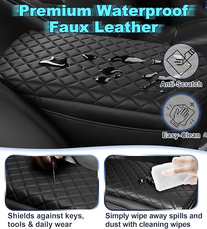 Center Console Cover for Ford Explorer Arm Rest Lid, Diamond Quilted Armrest Pad with 1-Inch Comfort Lift (2011-2019)