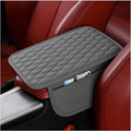 Car Center Console Cover, Leather Vehicle Armrest Seat Box Cushion Pad with Storage Bags, Waterproof Automotive Middle Console Protector, Universal for SUV RV Truck (Gray)