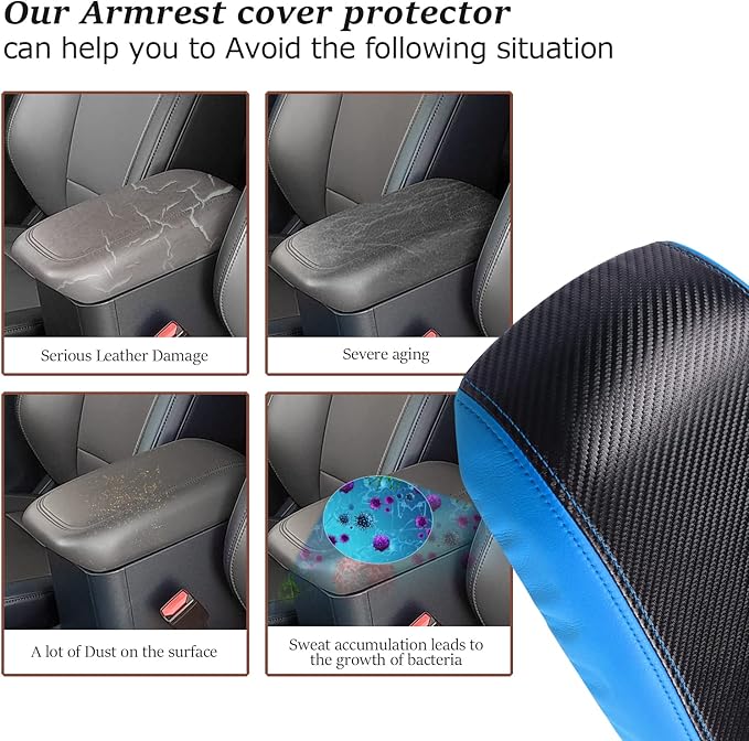 SKTU for 2022 2023 2024 2025 2026 Ford Maverick Armrest Cover 2022-2026 Maverick Center Console Cover Maverick Armrest Pad 2023 2024 2025 2026 Maverick Accessories Center Console Cushion (Blue Line)