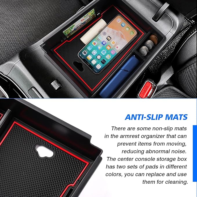 FIILINES Center Console Organizer for 2022-2024 Hyundai Tucson Limited/Hybrid (Automatic Transmission Only), Center Console Tray Secondary Armrest Storage Box ABS Insert Container with Anti-Slip Mats