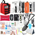 Survival Kit, 252Pcs Survival Gear First Aid Kit with Molle System Compatible Bag and Emergency Tent, Emergency Kit for Earthquake, Outdoor Adventure, Hiking, Hunting, Gifts for Men Women (Red)