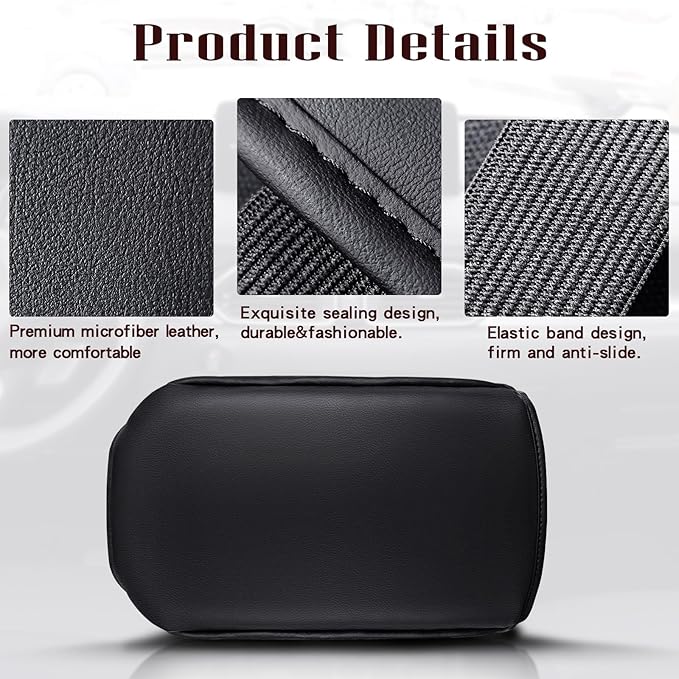Auprite Center Console Cover for Mazda CX5 2018-2023 2024, Auto Center Console Cover Pad PU Leather Car Armrest Seat Box Cover Protector for Mazda CX5 Accessories (Black with Cushion Flat)