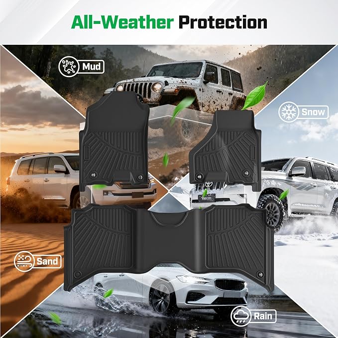 Cartist Floor Mats Fit for 2013-2018 Dodge Ram 1500/2500/3500 Crew Cab,2019-2024 for Dodge Ram 1500 Classic Crew Cab 4 Full Size Doors All Weather TPE Floor Liners for Ram Accessories 1st & 2nd Row