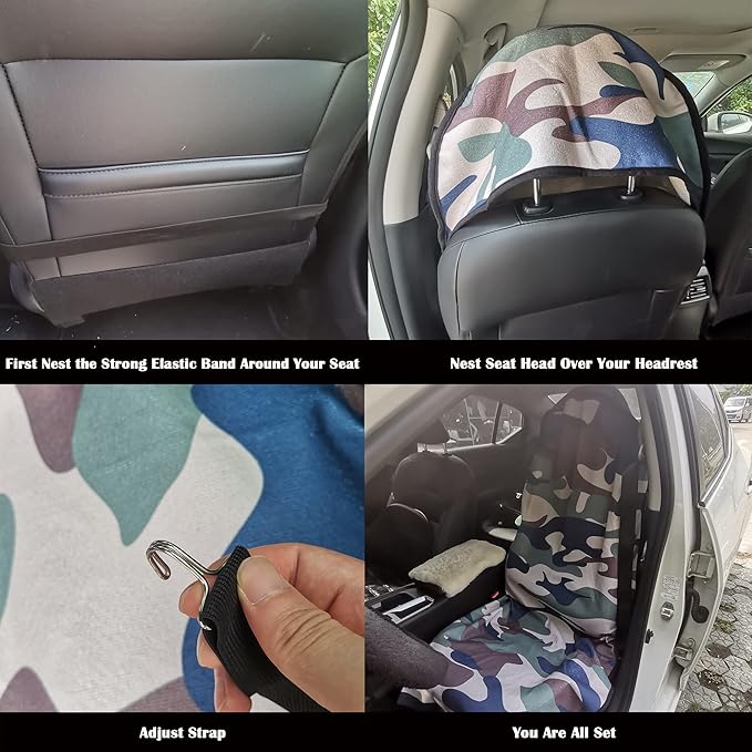 LoyaGour Car Seat Cover Protector Front Seats,for Gym Workout,Running,Swimming,Beach and Hiking,Waterproof Sweat Towel Bucket Seat Covers for Cars SUV Trucks (Camouflage, 1Pcs)