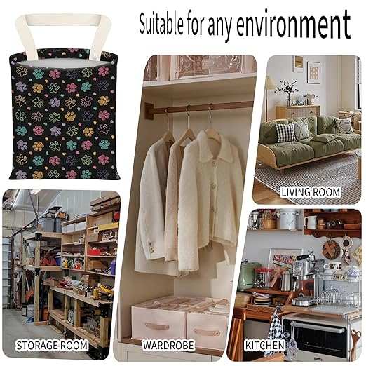 ADQWIOVL Car Garbage Can, Seat Back Hanging Cute Car Trash Can Bag, Car Organizer and Storage Bag for Travelling, Outdoor Cute Colorful Doodle Paw