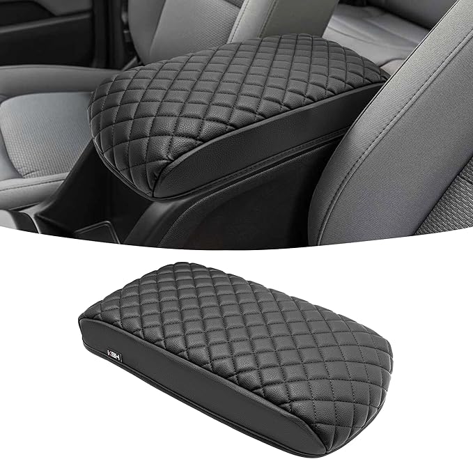 KBH Center Console Armrest Cover for Chevy Colorado & GMC Canyon 2015-2022, Vinyl Leather, Arm Rest Lid Cushion Pad Protector, Interior Accessories, Anti-Scratch, Black