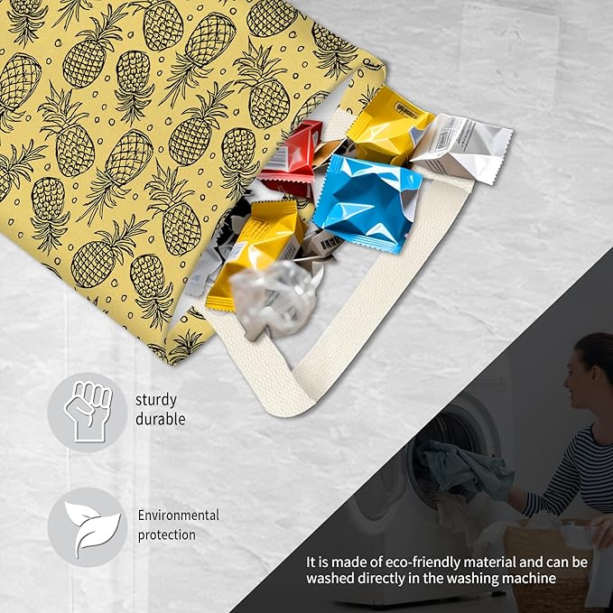 BEAKND Hanging Car Garbage Bag, Cute Car Trash Can Bag, Automotive Accessories for Women Men Cute Yellow Pineapple