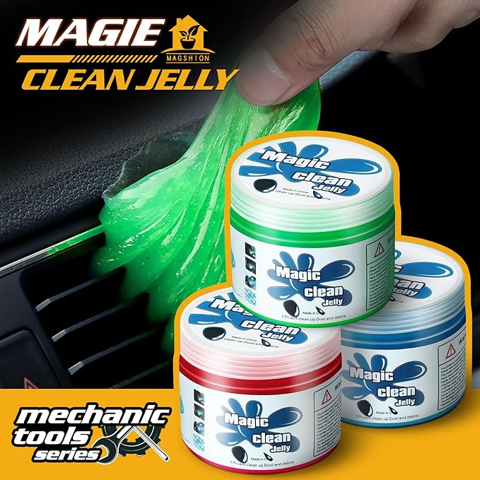 Magshion Car Cleaning Gel Dust Cleaning Gel for Car Vent, 3 Pack Auto Detailing Tools Home Office Detailing Jelly Keyboard Cleaner for Dust and Debris Removal (Multicolor)