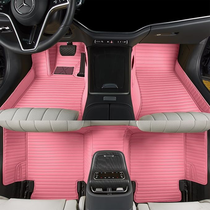Luxury car Floor mats are for 99% of Vehicle Models,All Weather car Floor mats Provide Comprehensive Protection for Vehicles,Floor mats for car Personalized Customization! (Pink=Rice)