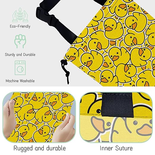 Yellow Duck Car Garbage Bag,Rubber Duck Waterproof Small Car Trash Bag Hanging Back of Seat,Drawstring Hanging Car Trash Bag with Adjustable Buckle for Car Accessories