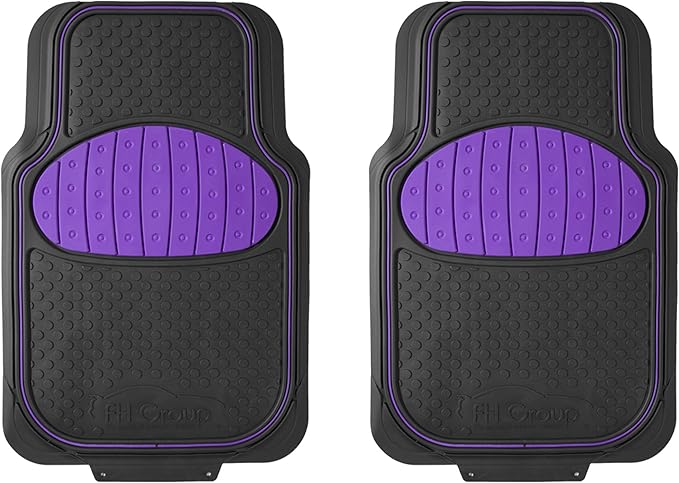 FH Group Car Floor Mats - Heavy-Duty Rubber Floor Mats for Cars, Universal Fit Full Set, Trimmable Automotive Floor Mats, ClimaProof Floor Mats For Most Sedan, SUV, Truck Floor Mats Purple