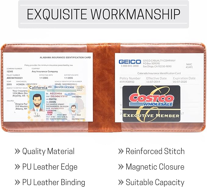 CANOPUS Car Registration and Insurance Holder, Magnetic Closure, Embossed Card Document Holder, Vehicle Glove Box Organizer, Wallet for Auto, SUV, Motorcycle, Truck, Waterproof, Truck Model