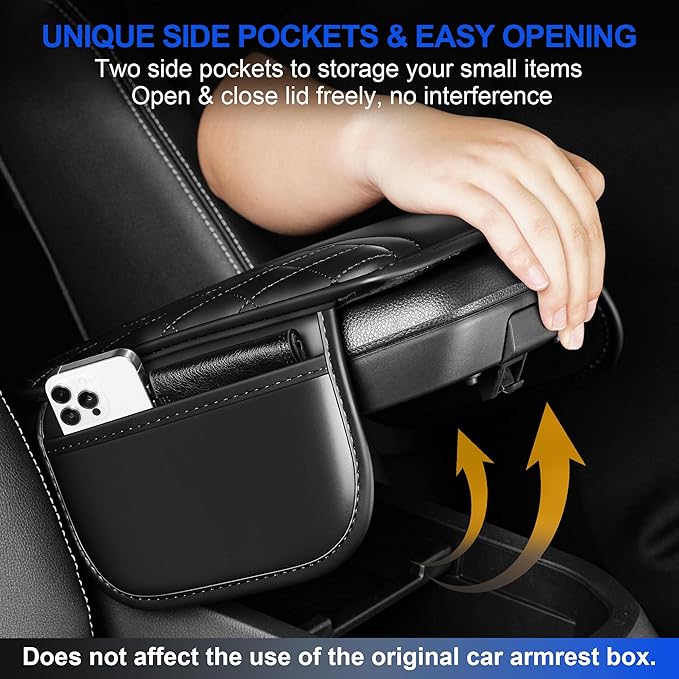 Center Console Cover Fit for Nissan Maxima 1992-2023 Leather Armrest Covers Armrest Cover for Car(Black)