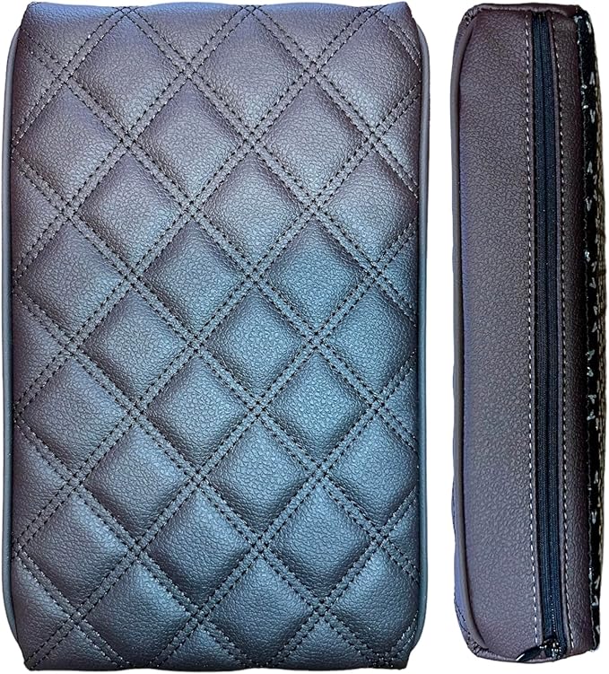 EMZ Leather Center Console Armrest Cushion Pad Accessories for Toyota Sienna 2021 2022 2023 2024 2025 (Brown)