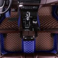 MELKEN Custom Fit Leather Car Floor Mats for 95% of Cars Full Coverage Floor Liners Car Mats (Coffee & Blue)