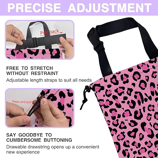 Car Trash Bag Hanging Pink Leopard Print Car Trash Can for Back Seat Waterproof Car Trash Bin with Adjustable Straps and Drawstring for Car Accessories Vehicle Travelling Camping